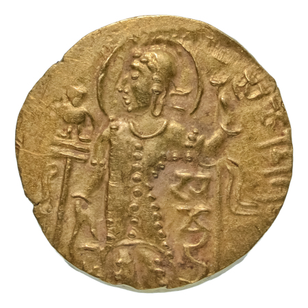 Gupta Empire, Samudragupta, c. 335-375, AV dinar, 7.59 g. Javelin