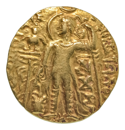 Gupta Empire, Samudragupta, c. 335-375, AV dinar, 7.65 g. Javelin
