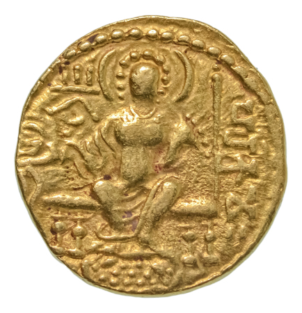 Gupta Empire, Samudragupta, c. 335-375, AV dinar, 7.65 g. Javelin