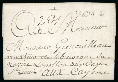 Stamp of Haiti » French Colony of St. Domingue 1772 Bordeaux to Aux Cayes entire, Jacmel transit