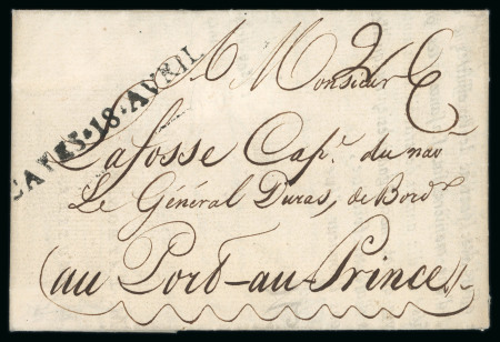 Stamp of Haiti » French Colony of St. Domingue 1781 Bordeaux to Port au Prince entire