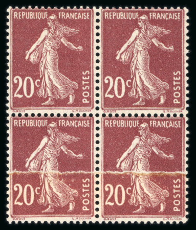 Stamp of France » Variétés et curiosités 1907, Semeuse Y&T n°139, 20c brun-rouge avec variété