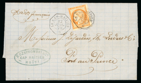Stamp of Haiti » French Consular Mail 1878 local 40c rate entire Cap Haitien to Port au Prince