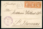 Stamp of Haiti » French Consular Mail 1877 French Consular Mail 40c Ceres strip three on entire