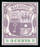 Stamp of Mauritius » 1900-05 Arms Issue (SG 138-155) 1900-05 Arms 3c group of 6 imperforate colour trials