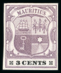 Stamp of Mauritius » 1900-05 Arms Issue (SG 138-155) 1900-05 Arms 3c group of 6 imperforate colour trials