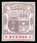 Stamp of Mauritius » 1900-05 Arms Issue (SG 138-155) 1900-05 Arms 3c group of 6 imperforate colour trials