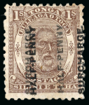 Stamp of Tonga 1894 1/2d on 1s brown with double surcharge variety, mint o.g.