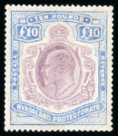 Stamp of Nyasaland » Nyasaland Protectorate 1908-11 KEVII £10 purple and ultramarine, chalk-surfaced paper, mint o.g.