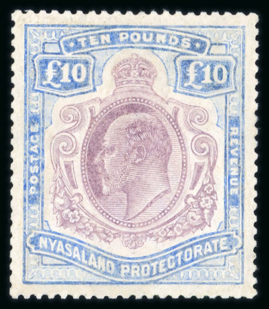 Stamp of Nyasaland » Nyasaland Protectorate 1908-11 KEVII £10 purple and ultramarine, chalk-surfaced paper, mint o.g.