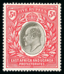 Stamp of Kenya, Uganda and Tanganyika » Kenya, Uganda and Tanganyika 1904-07 KEVII 5R grey and red mint o.g