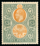 Stamp of Sierra Leone 1912-21 KGV £5 orange & green mint o.g.