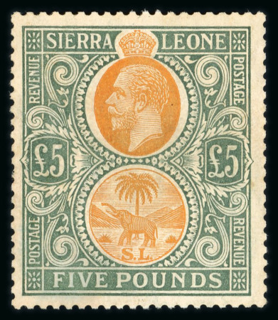 Stamp of Sierra Leone 1912-21 KGV £5 orange & green mint o.g.