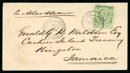 Stamp of Haiti » Liberty Heads Haiti (Liberty Head) 5c imperf cover to Jamaica