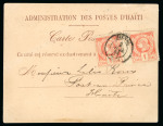 Stamp of Haiti » Liberty Heads Haiti (Liberty Head) 1884 1c x 2 internal formula card