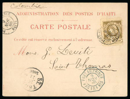 Stamp of Haiti » Liberty Heads Haiti (Liberty Head) 1886 3c formula stationery card used