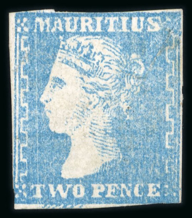 Stamp of Mauritius » 1859 Dardenne Issue (SG 41-44) 1859 Dardenne 2d pale blue showing "feather flaw" under "TWO", used with cleaned cancel