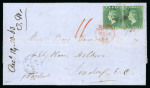 Stamp of St. Vincent 1863 (Sep 24) entire letter to London, bearing 6d deep green pair