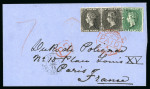 Stamp of St. Vincent Saint Vincent 1871 1d black (2) and 6d cover to France