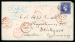 Stamp of St. Vincent Saint Vincent 1883 4d ultramarine cover to Stuttgart redirected to London