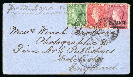 Stamp of St. Vincent Saint Vincent 1885 Winch Brothers three colour franking envelope