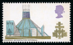 Stamp of Great Britain » Queen Elizabeth II 1969 Cathedrals 1s6d mint n.h. with black (value) omitted variety