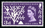Stamp of Great Britain » Queen Elizabeth II 1961 Post Office Savings Bank 3d mint n.h. with orange-brown omitted variety