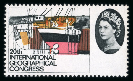 Stamp of Great Britain » Queen Elizabeth II 1964 Geographical Congress 4d mint n.h. with violet (face value) omitted