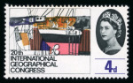 Stamp of Great Britain » Queen Elizabeth II 1964 Geographical Congress 4d mint n.h. with violet (face value) omitted