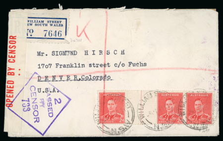 Stamp of Australia Australia 1941 registered cover 2d gutter pair