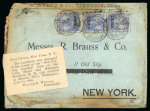 Stamp of China » Foreign Post Offices » German Post Offices German Post Offices China 1905 cover to New York, train fire disaster