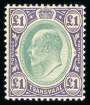 Stamp of South Africa » Transvaal 1902-03 wmk CA 1s, 2s and £1 mint, fine