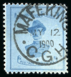 Stamp of South Africa » Mafeking 1900 Baden Powell 3d pale blue on blue, 21mm wide,