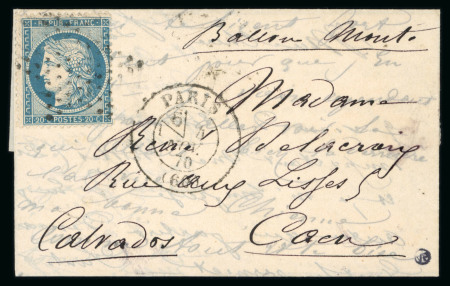 Stamp of France » Ballons Montés 1870, Lettre par Ballon Monté "La Ville de Chateaudun"