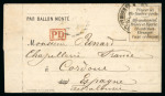 Stamp of France » Ballons Montés 1870, Lettre par Ballon Monté "Le Garibaldi" probable