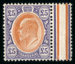 Stamp of South Africa » Transvaal » 1902-03 Watermark Crown CA » Issued Stamps  1903 £5 orange-brown and violet mint with interpanneau margin at right