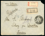 Stamp of Mongolia 1912 (May 7) envelope sent registered from Urga to Sweden franked on the reverse with two Arms 10k