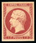 Stamp of France » Empire 1853-1862 1853, Napoléon non dentelé Y&T n°18d, 1f carmin réimpression
