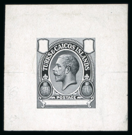 Stamp of Turks and Caicos Islands 1913-21 master die proof in black on surfaced wove paper