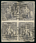 Stamp of Mauritius » 1858-62 Britannia Issues (SG 26-35) 1859-61 Britannia 6d dull purple-slate used block of four