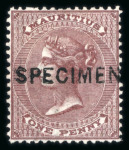 Stamp of Mauritius » 1860-72 De La Rue Issues (SG 46-72) 1860-63 no wmk 1d, 2d, 4d and 9d (2) with "SPECIMEN" handstamp