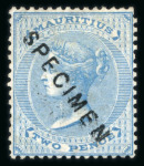 Stamp of Mauritius » 1860-72 De La Rue Issues (SG 46-72) 1860-63 no wmk 1d, 2d, 4d and 9d (2) with "SPECIMEN" handstamp