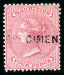 Stamp of Mauritius » 1860-72 De La Rue Issues (SG 46-72) 1860-63 no wmk 1d, 2d, 4d and 9d (2) with "SPECIMEN" handstamp