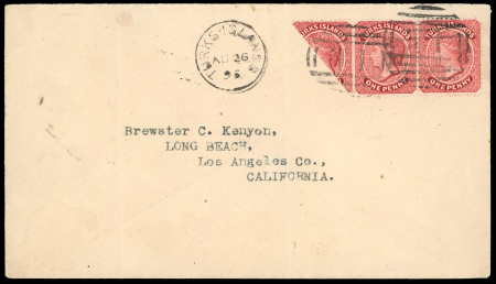 Stamp of Turks and Caicos Islands 1895 (Aug 26) envelope to the USA with 1889-93 1d diagonal bisect in strip with two normal stamps