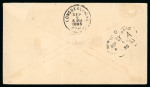 Stamp of Turks and Caicos Islands 1895 (Aug 26) envelope to the USA with 1889-93 1d diagonal bisect in strip with two normal stamps