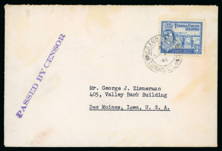 Stamp of Turks and Caicos Islands 1939-45, group of WWII censored mail, 11 covers