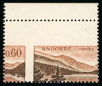 Stamp of Colonies françaises » Andorre (Poste française) 1961, Andorre Y&T n°161A, variété de piquage à cheval