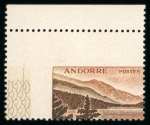 Stamp of Colonies françaises » Andorre (Poste française) 1961, Andorre Y&T n°161A, variété de piquage à cheval