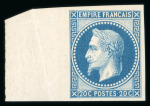 Stamp of France » Empire Lauré 1863-1870 1867, Napoléon lauré Y&T n°29Ac non dentelé, 20c bleu