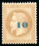 Stamp of France » Empire Lauré 1863-1870 1871, Napoléon lauré non émis Y&T n°34, 10c bleu sur